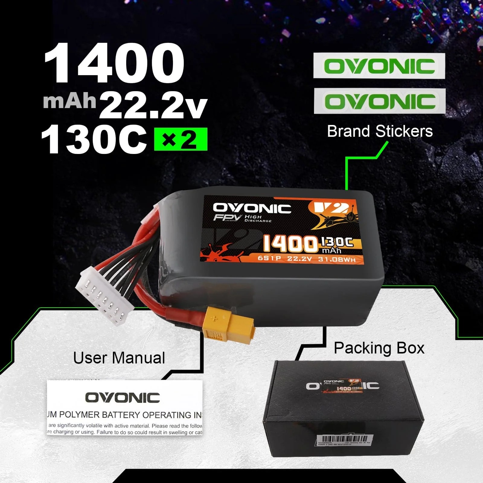 Ovonic 6S 1400mAh 130C 리튬폴리머 배 - Drone Battery Bag 리뷰 및 가격